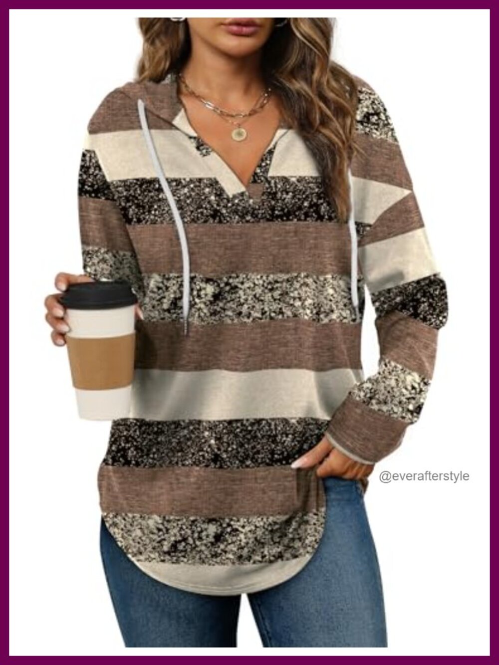 Womens Oversized V Neck Pullover Hoodie Long Sleeve Loose Fit Sweatshirt